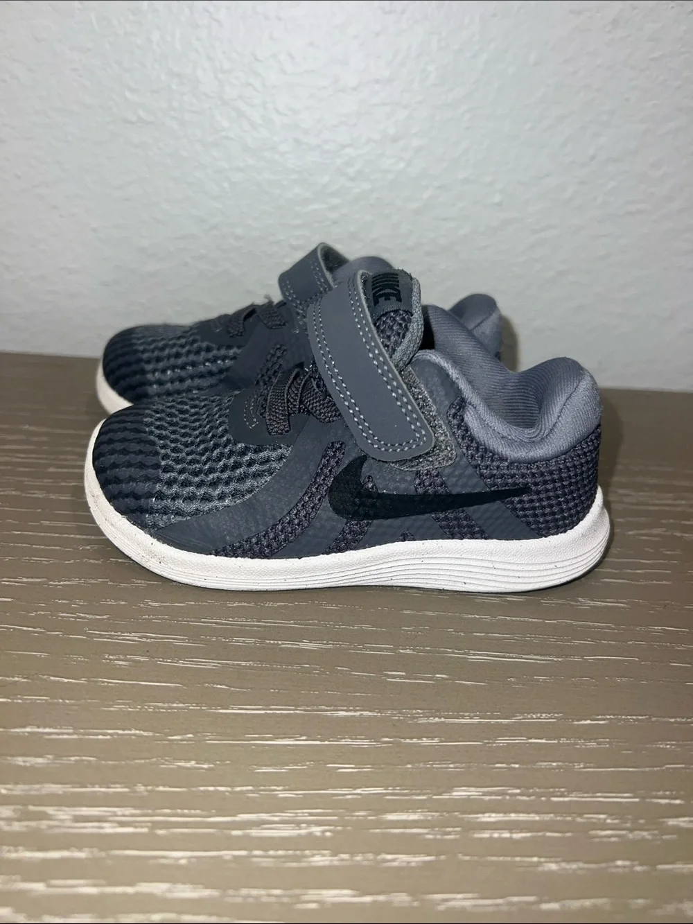 Nike Kids Grey Knit Sneaker with Velcro Strap